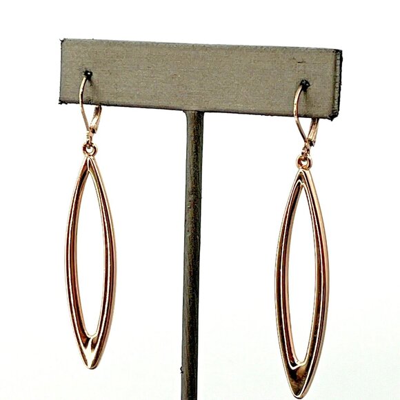 Joan Rivers Rose Gold Tone Elongated Hoop Dangle Earrings Pierced 2.5" - Picture 3 of 9